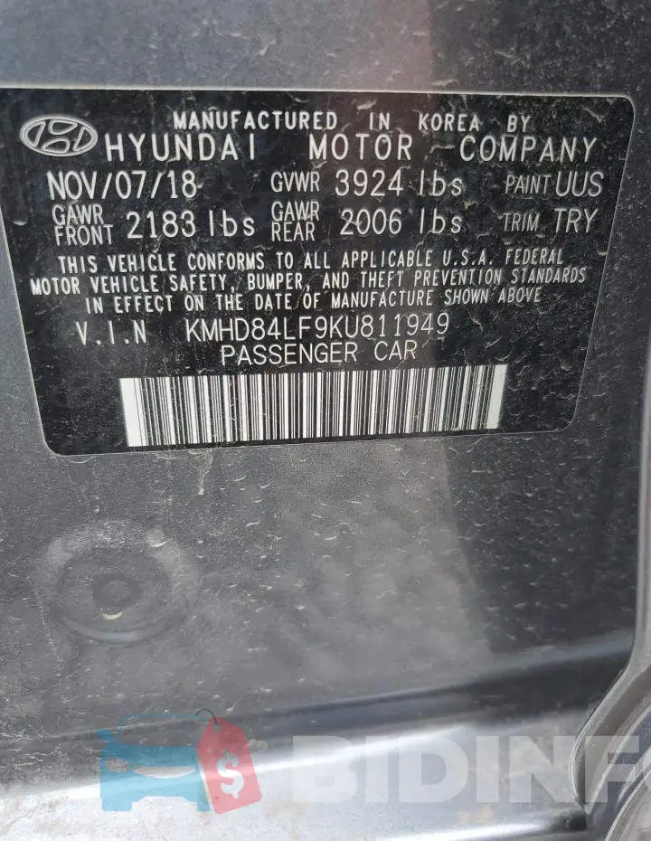 KMHD84LF9KU811949 Photo# 12