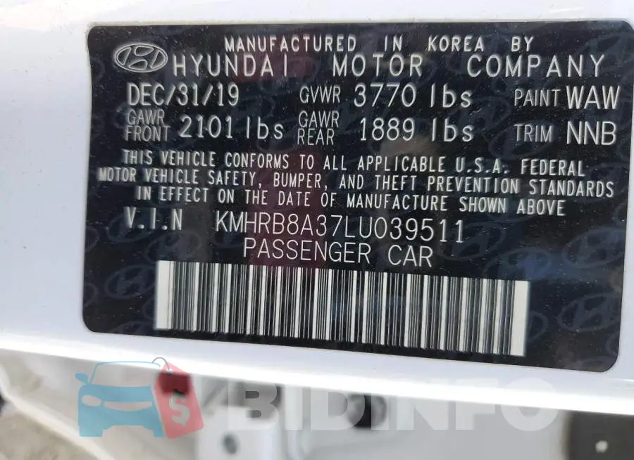 KMHRB8A37LU039511 Photo# 14