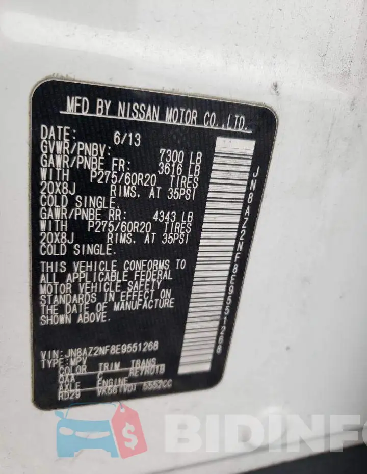 JN8AZ2NF8E9551268 Photo# 12