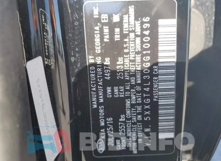 5XXGT4L30GG100496 Photo# 13