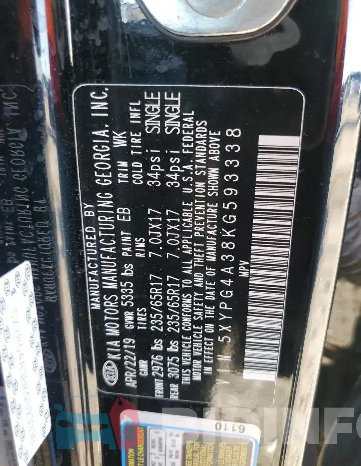 5XYPG4A38KG593338 Photo# 12