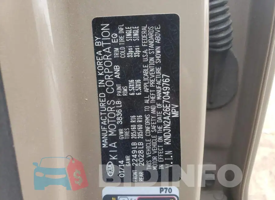 KNDJN2A26E7049767 Photo# 12