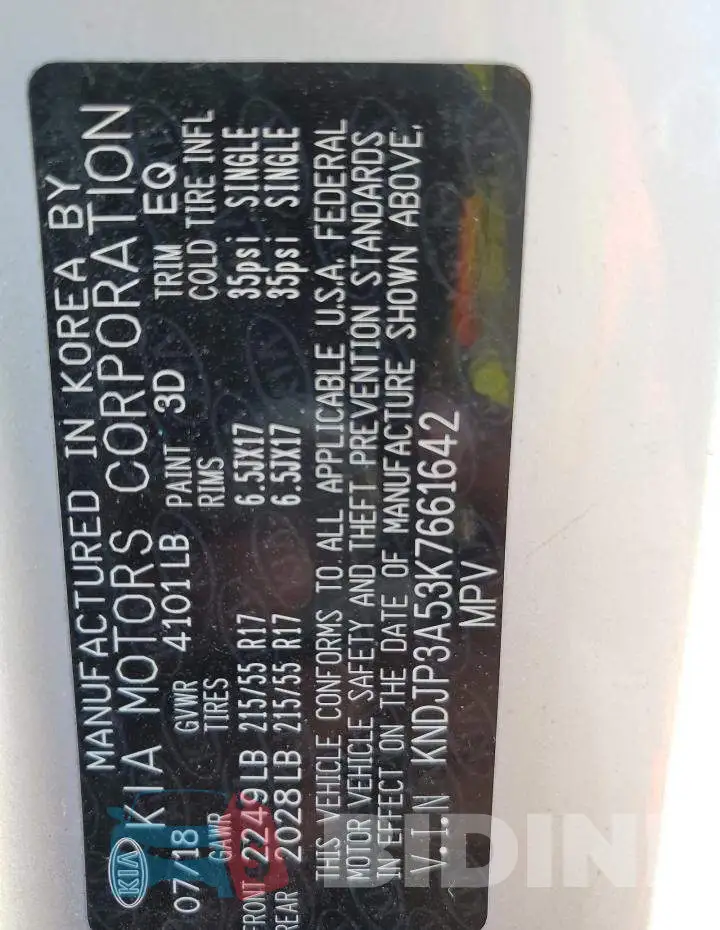 KNDJP3A53K7661642 Photo# 12