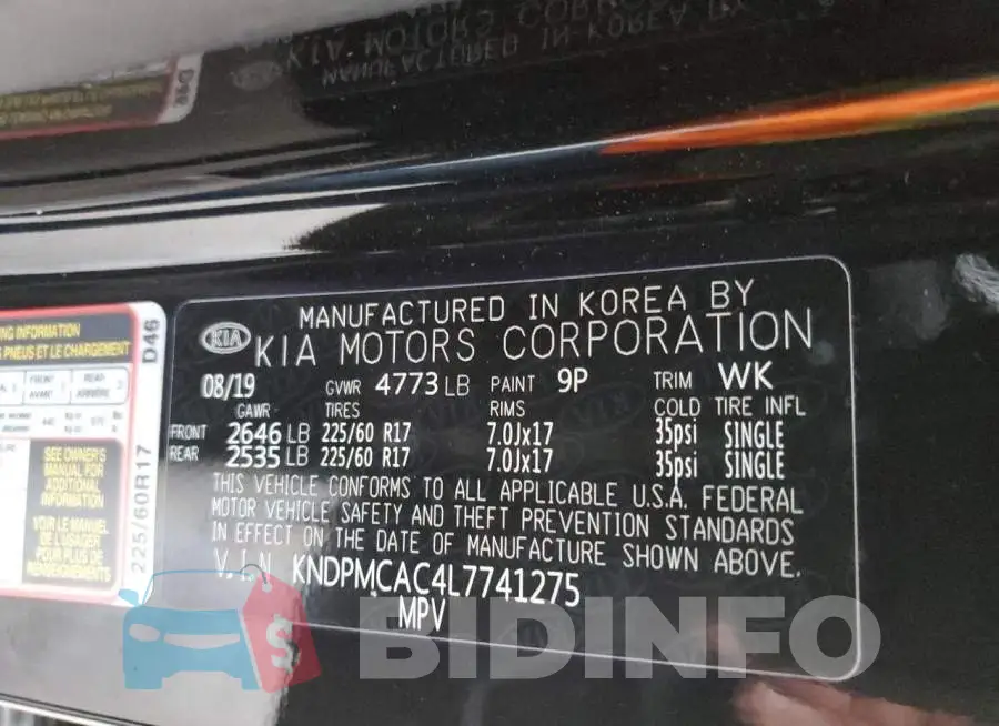 KNDPMCAC4L7741275 Photo# 14