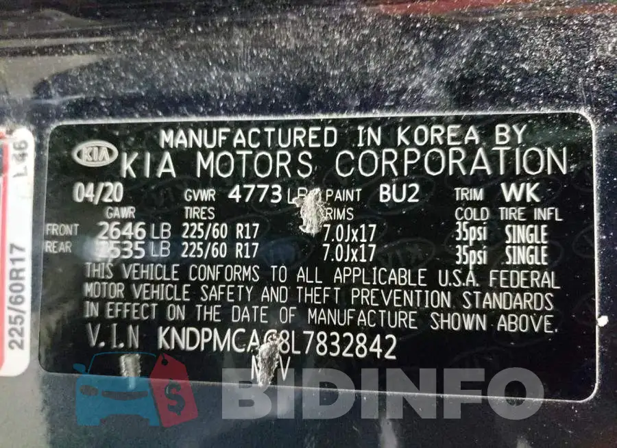 KNDPMCAC8L7832842 Photo# 13