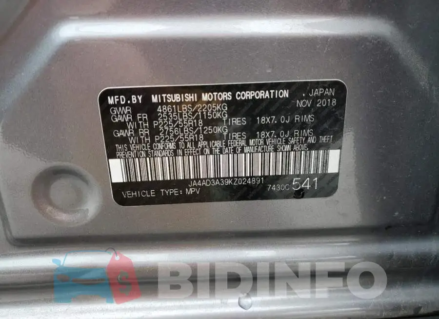 JA4AD3A39KZ024891 Photo# 13