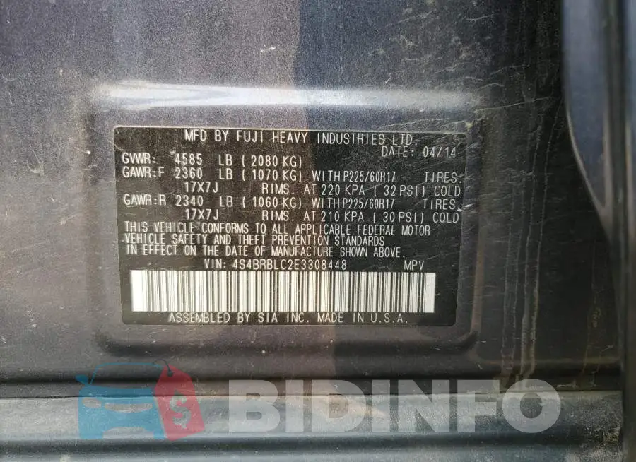 4S4BRBLC2E3308448 Photo# 13