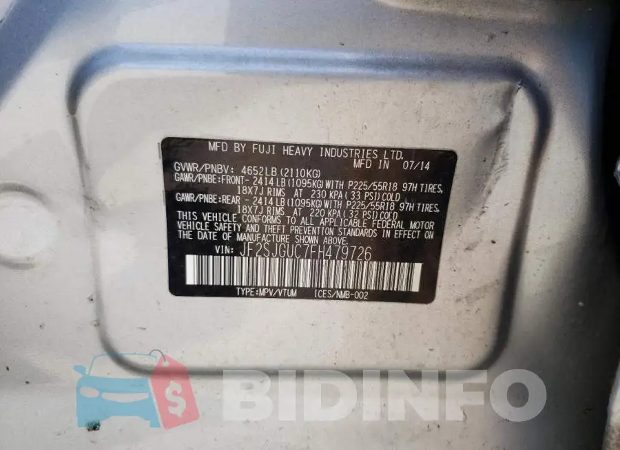 JF2SJGUC7FH479726 Photo# 13