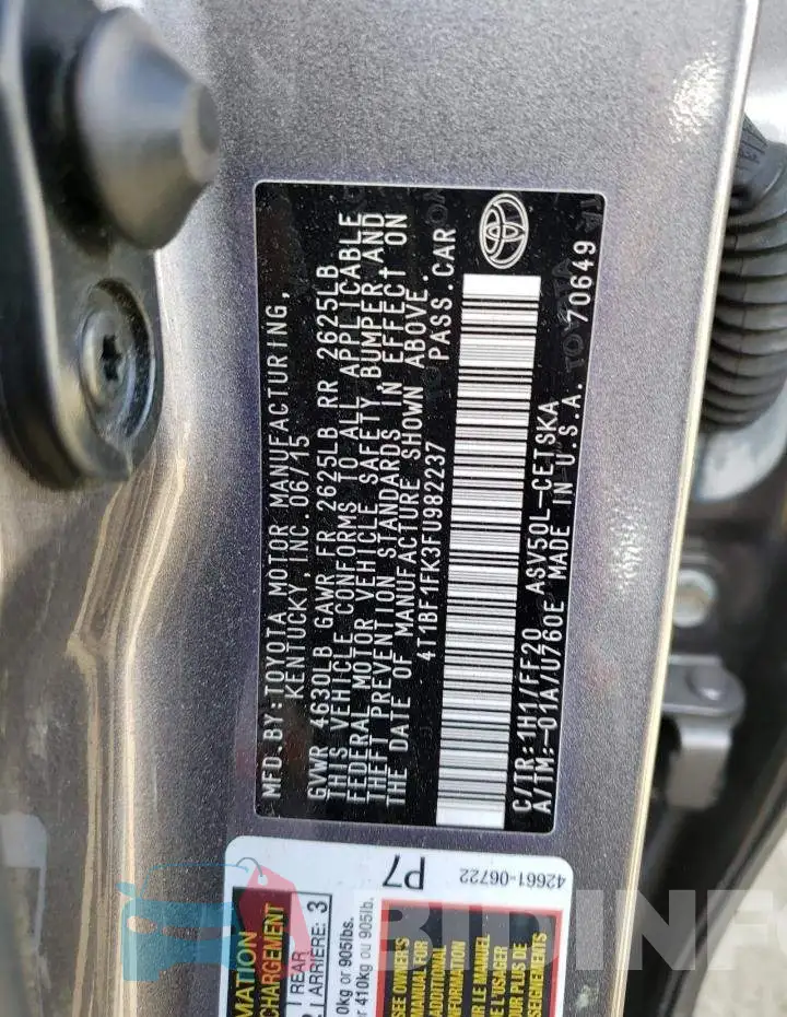 4T1BF1FK3FU982237 Photo# 12
