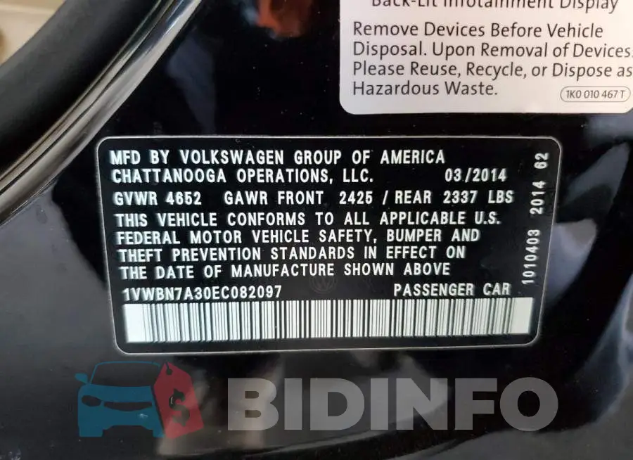 1VWBN7A30EC082097 Photo# 12