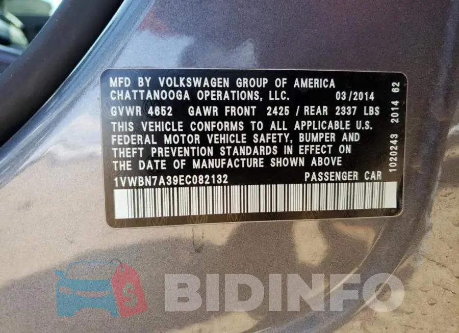 1VWBN7A39EC082132 Photo# 13