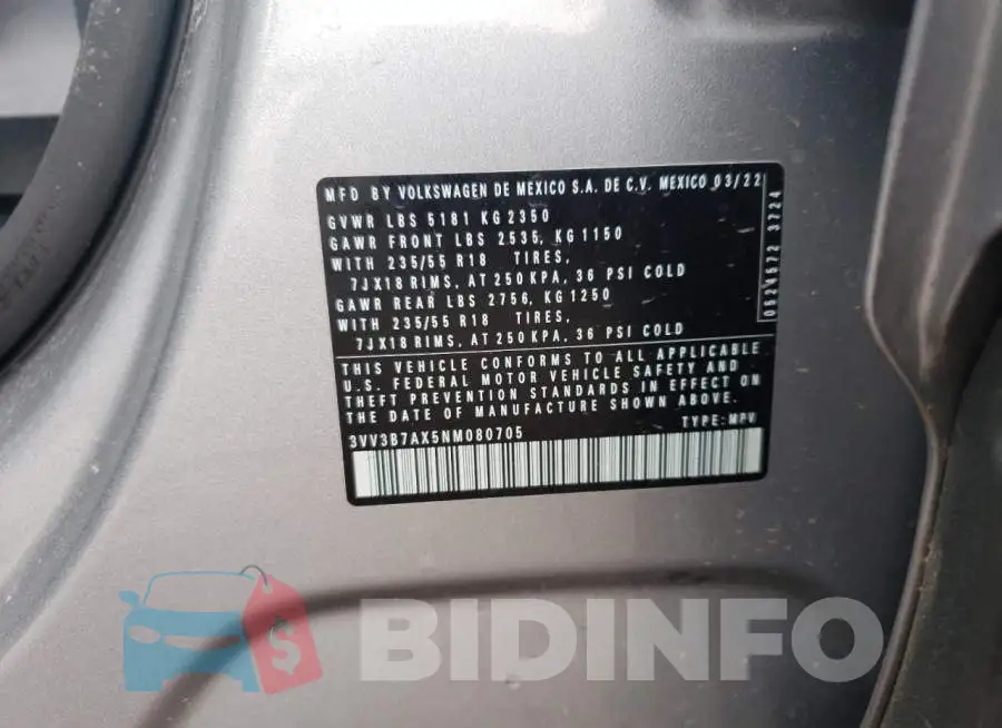 3VV3B7AX5NM080705 Photo# 14
