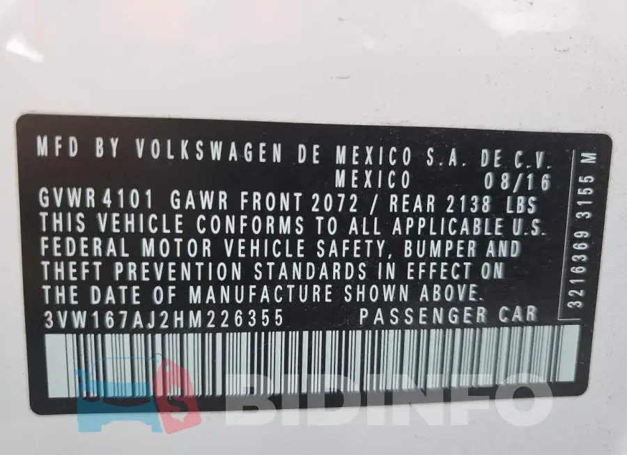 3VW167AJ2HM226355 Photo# 12