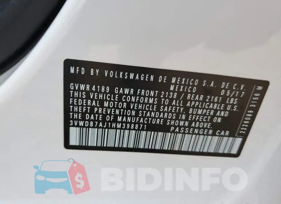 3VWDB7AJ1HM398871 Photo# 12