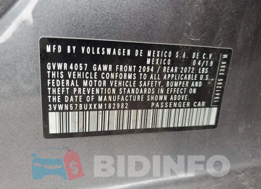 3VWN57BUXKM182982 Photo# 12