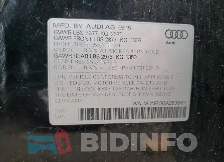 WA1VCAFP3GA059663 Photo# 13