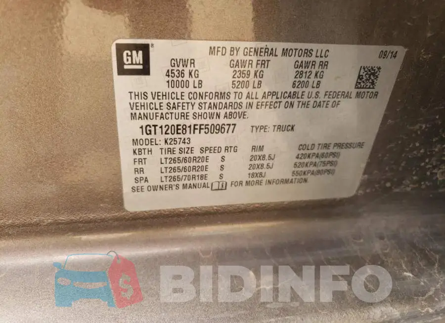 1GT120E81FF509677 Photo# 12