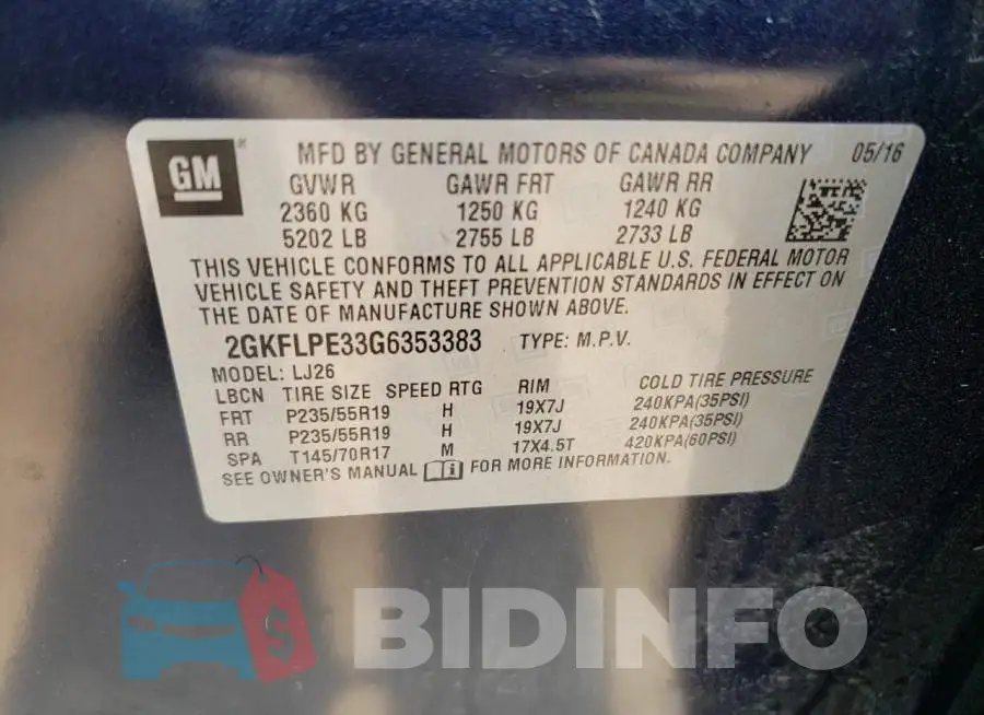 2GKFLPE33G6353383 Photo# 14