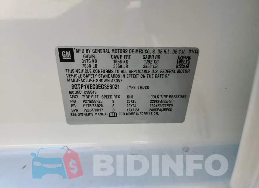 3GTP1VEC0EG358021 Photo# 12
