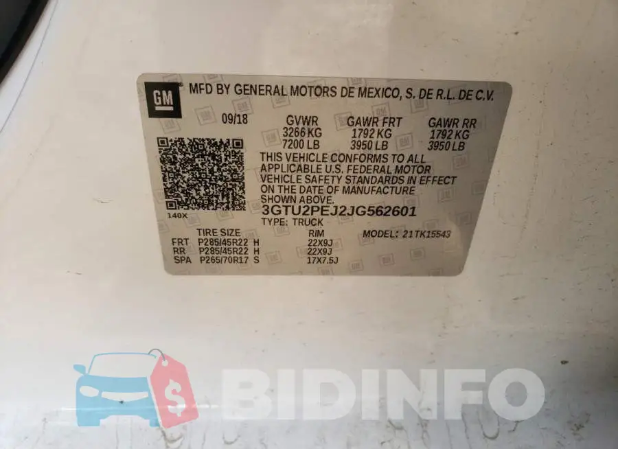 3GTU2PEJ2JG562601 Photo# 12