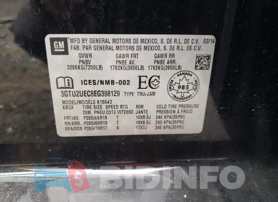 3GTU2UEC8EG398129 Photo# 12