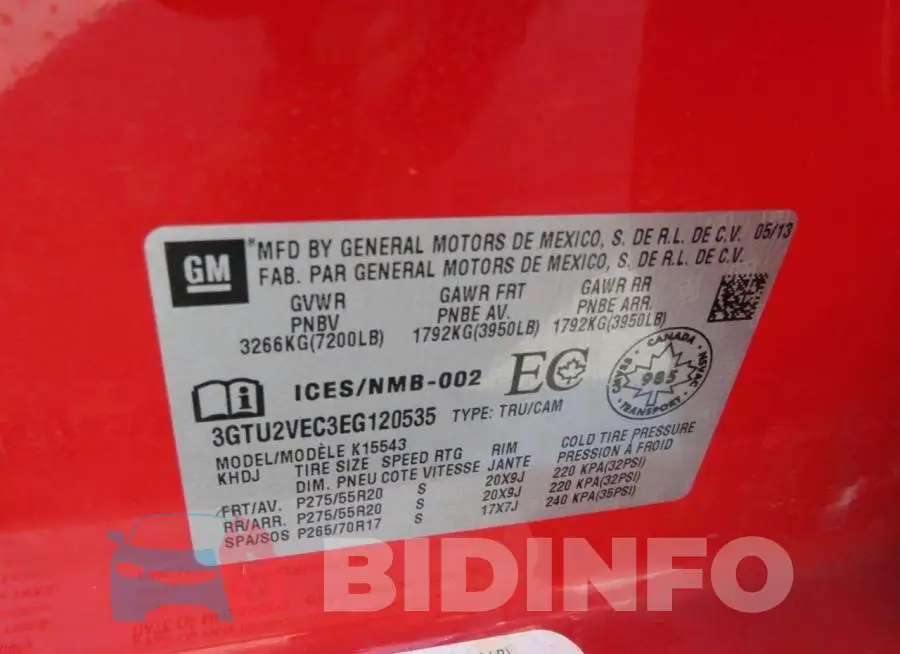3GTU2VEC3EG120535 Photo# 10