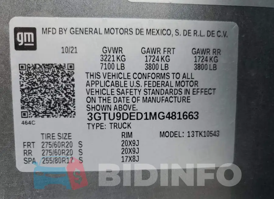 3GTU9DED1MG481663 Photo# 12