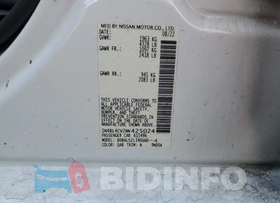 1N4BL4CV2NN425024 Photo# 12