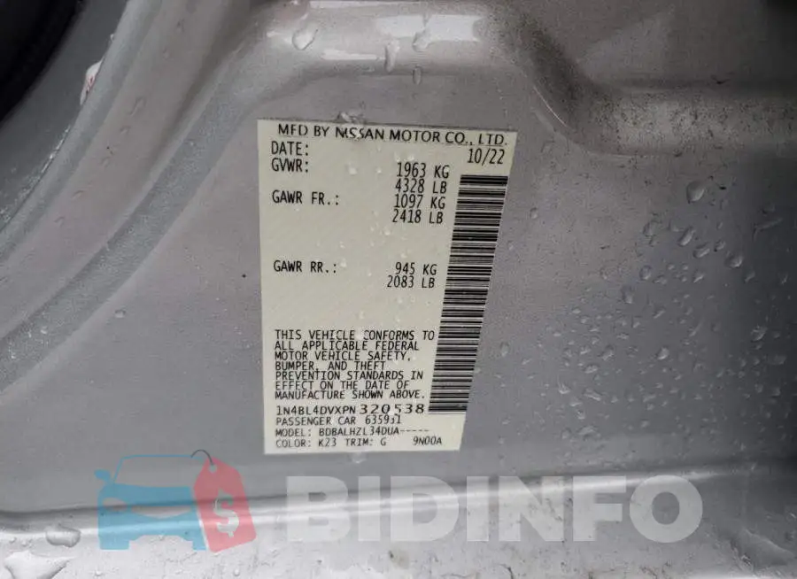 1N4BL4DVXPN320538 Photo# 13