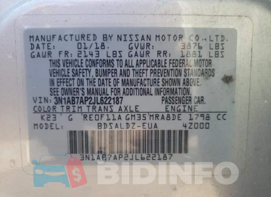 3N1AB7AP2JL622187 Photo# 13