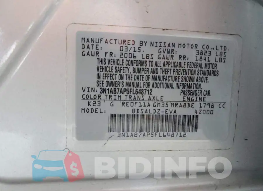 3N1AB7AP5FL648712 Photo# 12