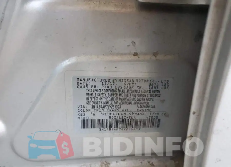 3N1AB7AP7JY231393 Photo# 13