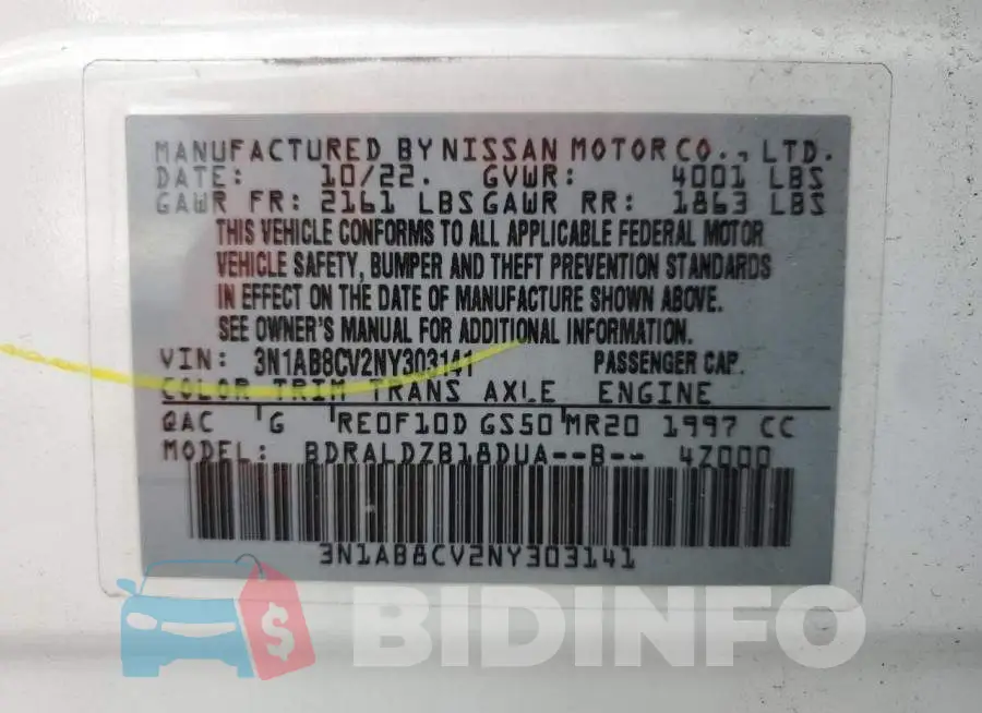 3N1AB8CV2NY303141 Photo# 13