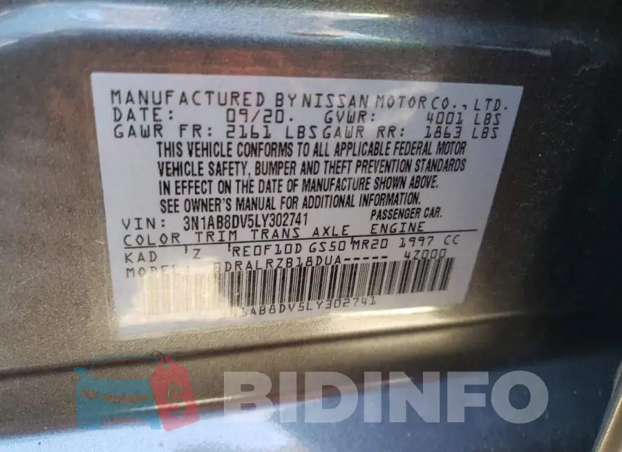 3N1AB8DV5LY302741 Photo# 12