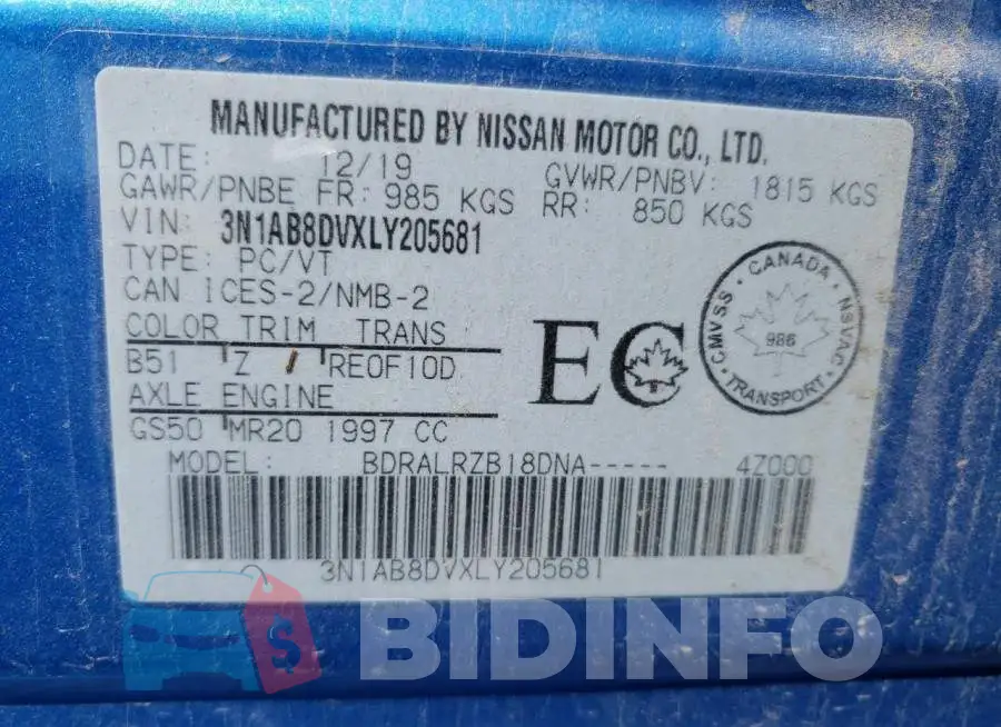 3N1AB8DVXLY205681 Photo# 12