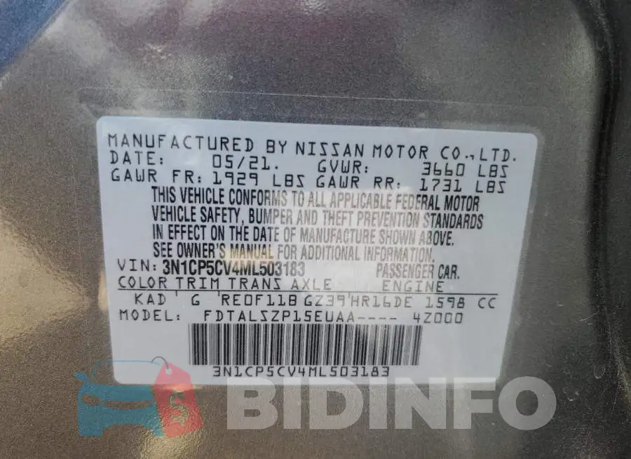 3N1CP5CV4ML503183 Photo# 12