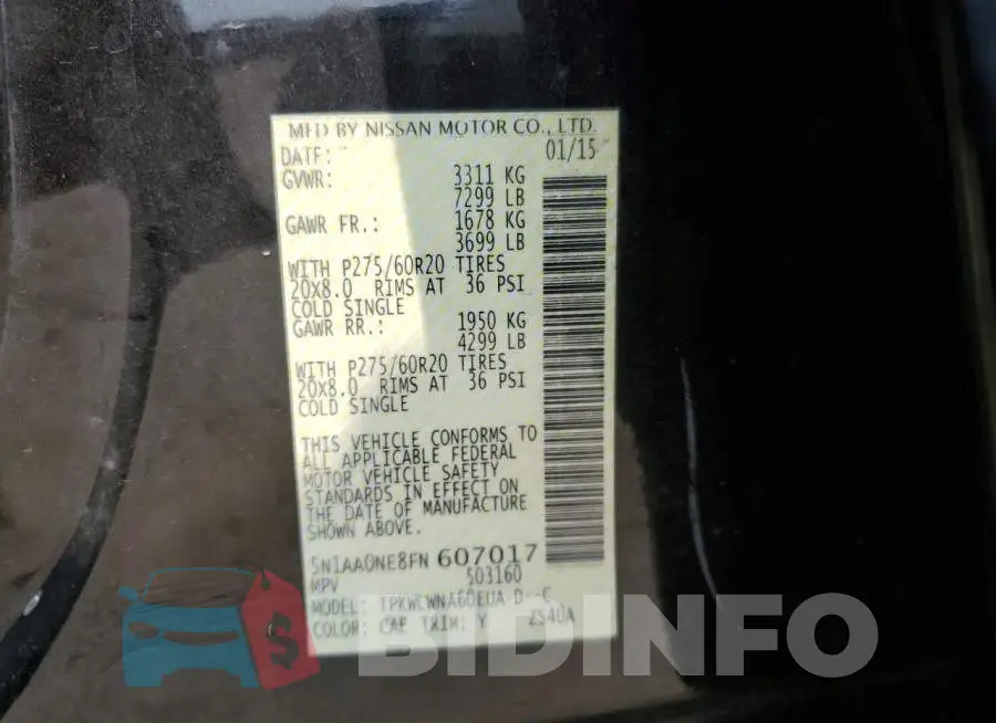 5N1AA0NE8FN607017 Photo# 13