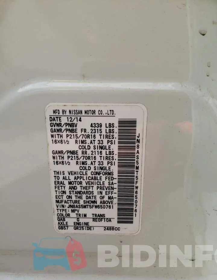 JN8AS5MT5FW650761 Photo# 13