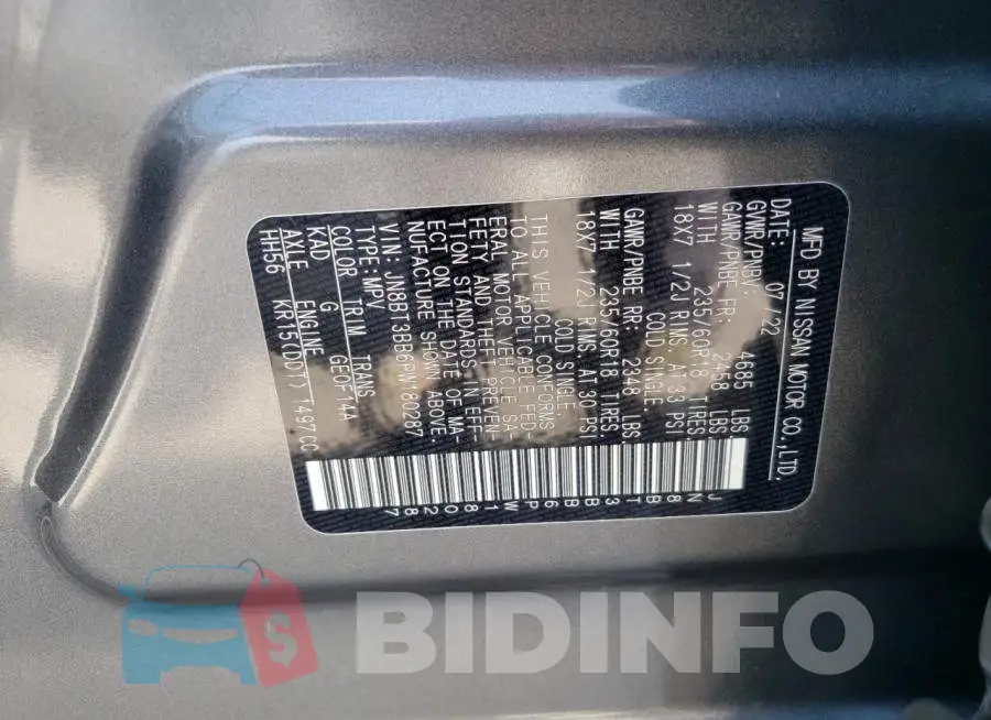 JN8BT3BB6PW180287 Photo# 14