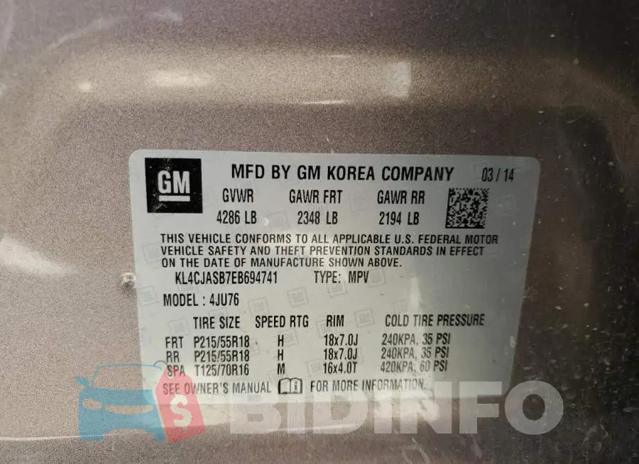 KL4CJASB7EB694741 Photo# 12