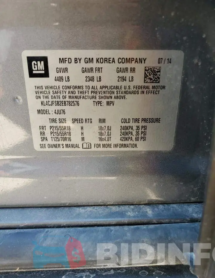 KL4CJFSB2EB782576 Photo# 13