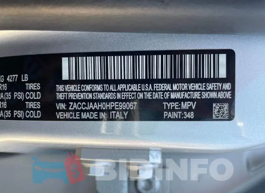 ZACCJAAH0HPE99067 Photo# 10