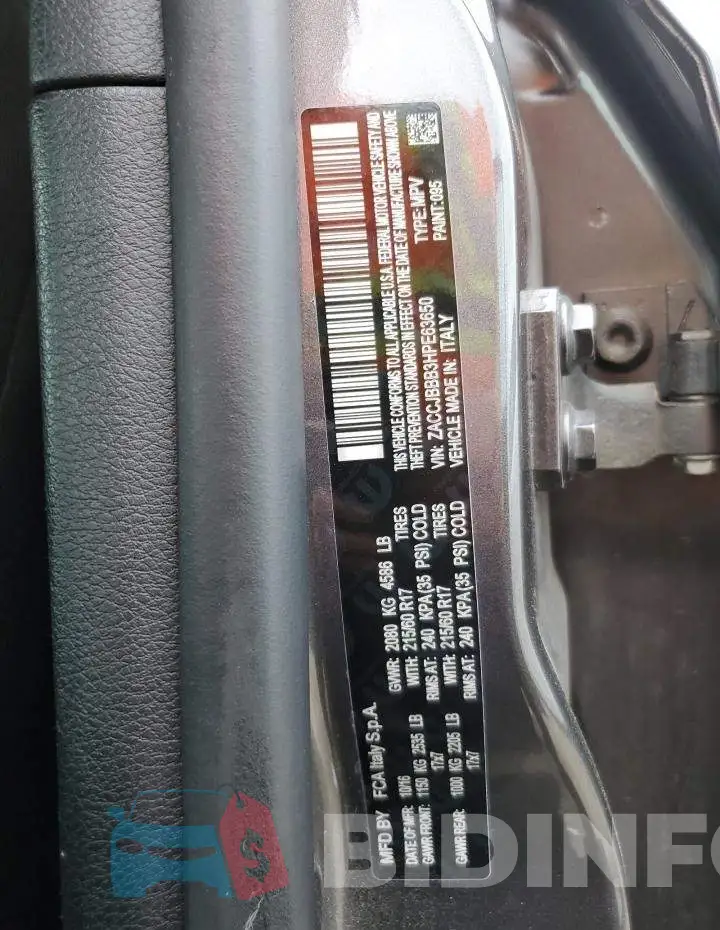 ZACCJBBB3HPE63650 Photo# 13