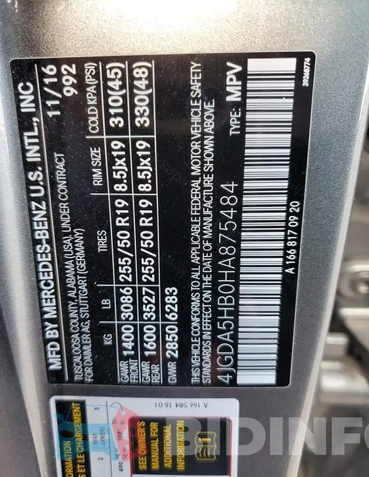 4JGDA5HB0HA875484 Photo# 12