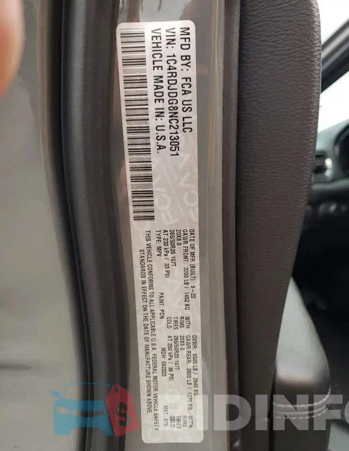 1C4RDJDG8NC213051 Photo# 13