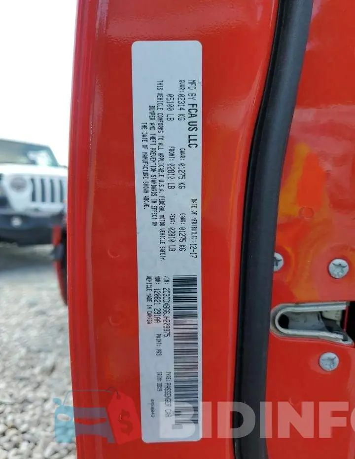 2C3CDXBG6JH209975 Photo# 12