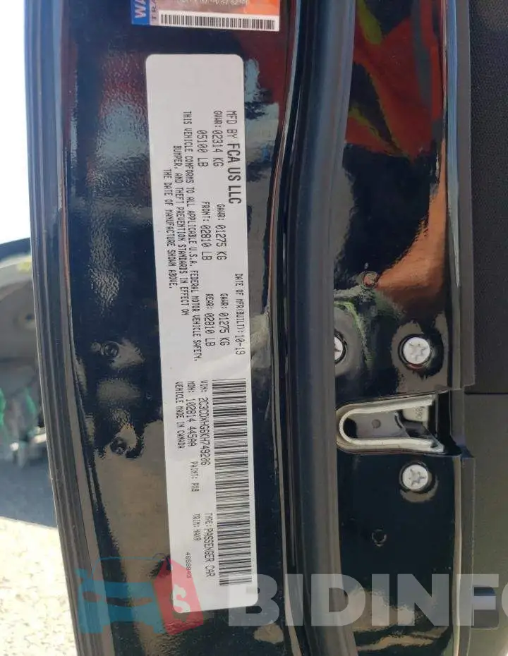 2C3CDXHG6KH749206 Photo# 12