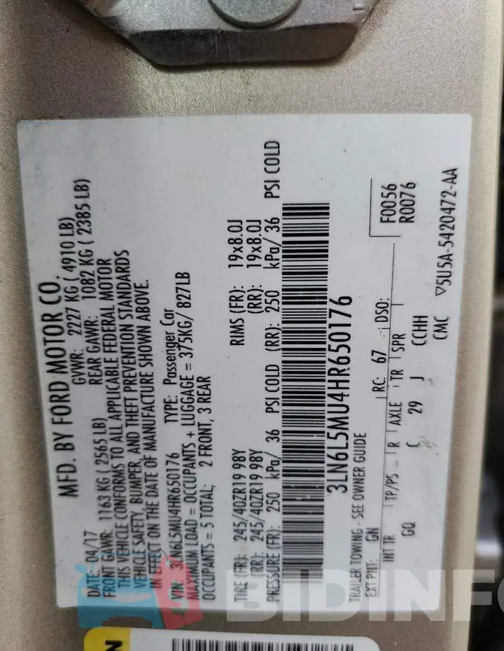 3LN6L5MU4HR650176 Photo# 12