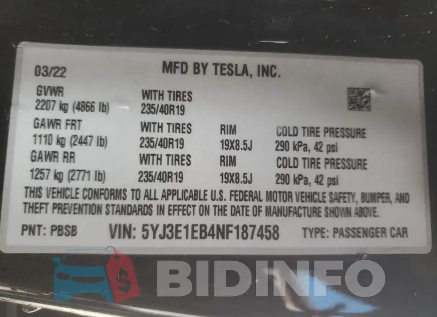 5YJ3E1EB4NF187458 Photo# 10