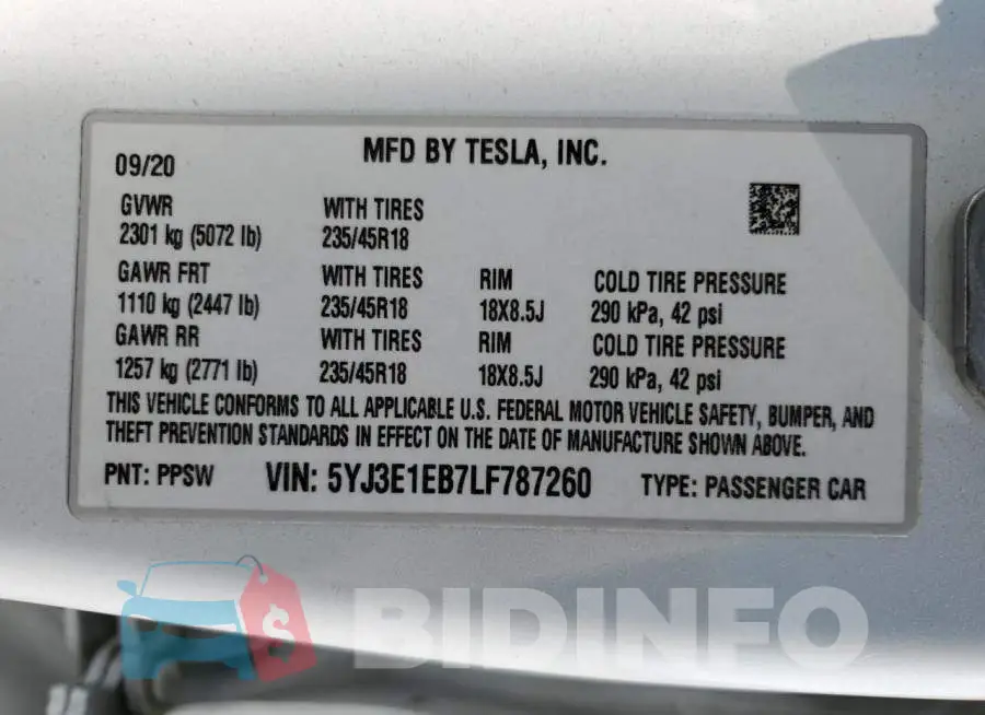 5YJ3E1EB7LF787260 Photo# 13